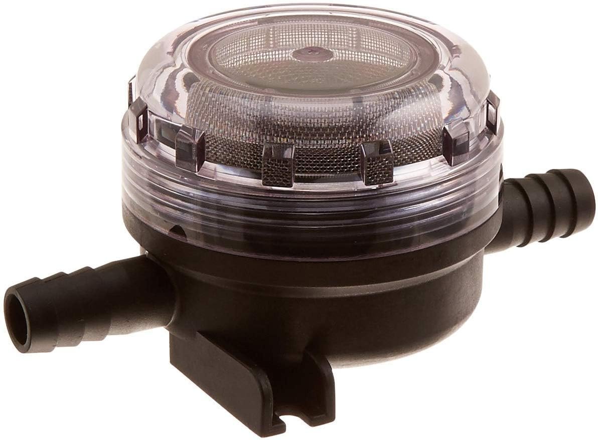 Jabsco 01740000A Pumpgard In-Line Strainer – 3/4 in Hose Barb Water Pump Filter with Transparent Service Bowl