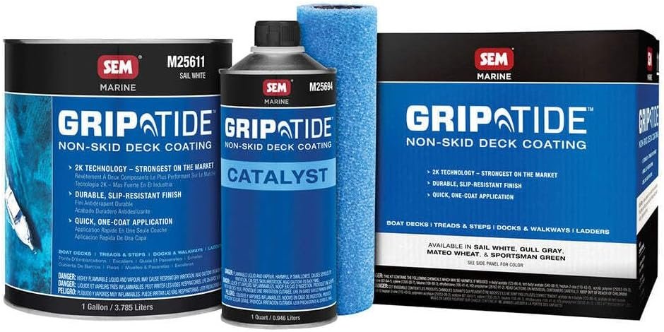 SEM M25610 GripTide Non-Skid Deck Coating – Sand Marine Deck Finish with Slip-Resistant Texture