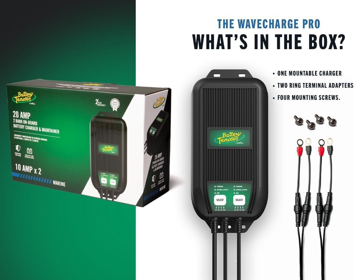Battery Tender 0221007DLW WaveCharge Pro Marine Charger – 2 Banks, 20A Output, Automatic Battery Maintenance - Image 5