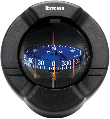 Ritchie SSPR-2 Sport Compass – Bulkhead Mount Marine Compass with 3.75 Inch CombiDial and Black Finish