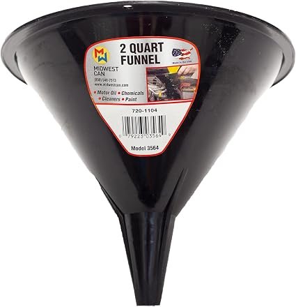 Midwest Can 3564 2 Quart Funnel – Large-Capacity Poly Funnel for Fuel, Oil, and Coolant Transfer Applications