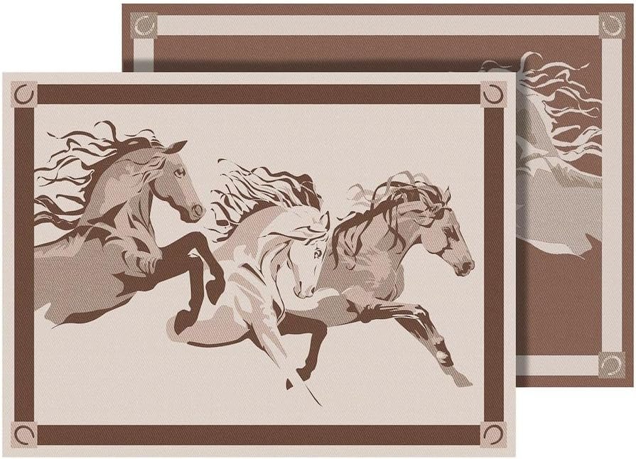 Faulkner 53006S Horses Patio Mat – 9ft x 12ft Reversible Polypropylene Outdoor Rug in Beige and Brown