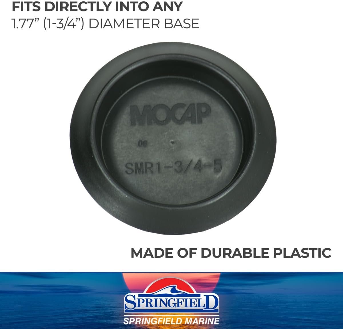 Springfield 2100091 Spring-Lock Socket Plug Cover – Black Plastic 1-3/4in Deck Base Cover Pair for Marine Seat Mount Openings - Image 3