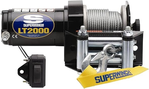 Superwinch 1120210 LT2000 ATV Winch – 2000 lb Capacity, 3/16 in x 50 ft Steel Rope, 12V DC Motor