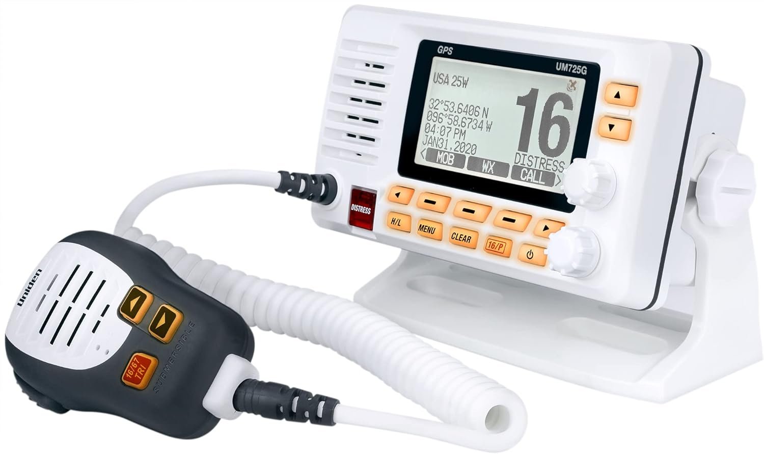 Uniden UM725G Fixed-Mount Marine VHF Radio – GPS Built-In, NMEA 2000 Connectivity, IPX8 Waterproof White Finish - Image 3