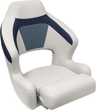 Wise BM3338-986 Premier Series Bucket Seat – Charcoal Gray & Red Marine Vinyl – 26in Contoured Boat Seat