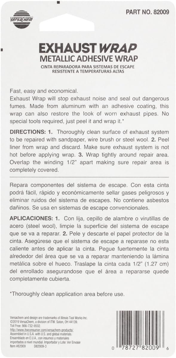 Versachem 82009 Exhaust Repair Tape – High-Temperature Wrap for Muffler, Tailpipe, and Exhaust System Repairs - Image 3