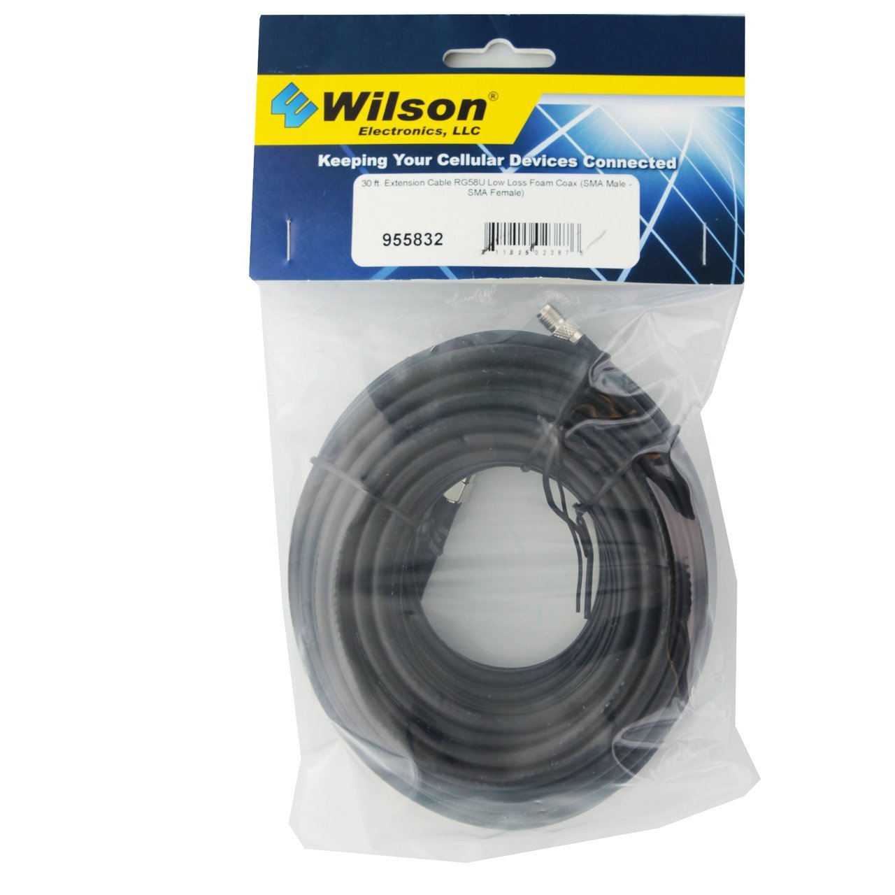 weBoost 955832 RG58U Low-Loss Extension Cable – 30 ft 50 Ohm Coax with SMA Male to SMA Female Connectors