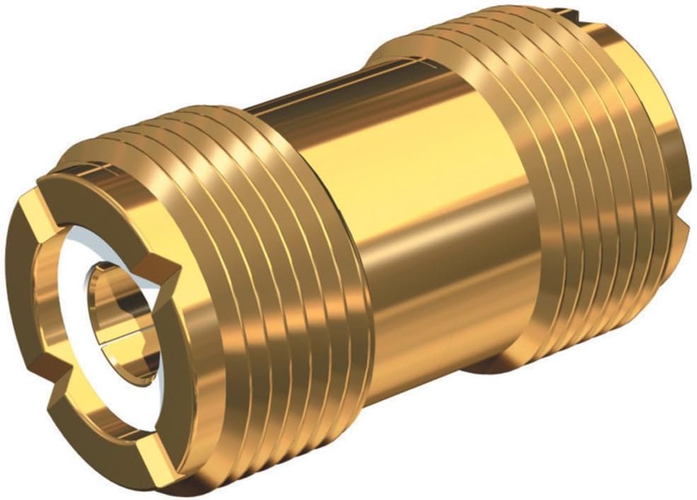Shakespeare PL-258-G Gold-Plated Barrel Connector – Female-to-Female PL-259 Coupler for Marine RF Systems
