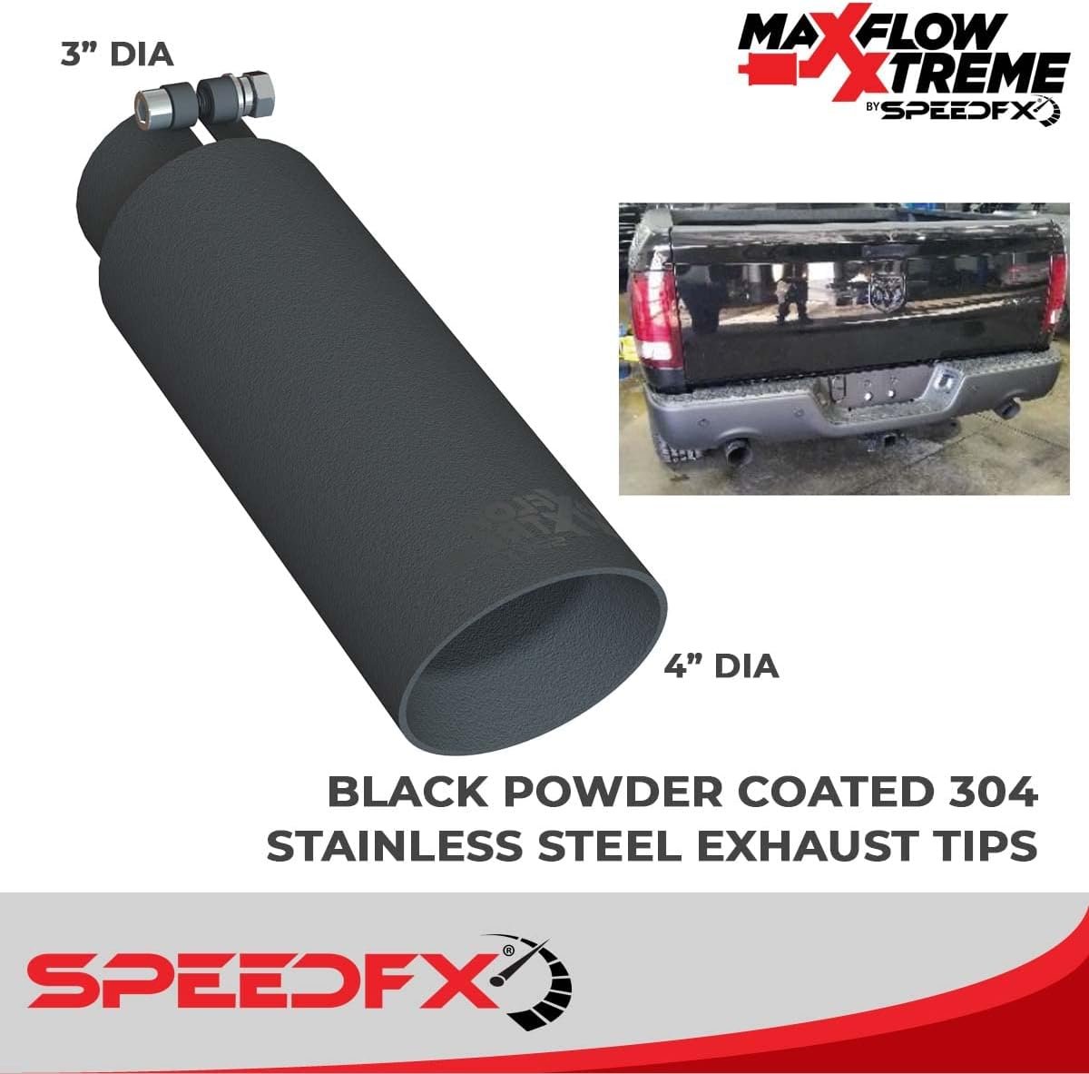 SpeedFX 50200 MaxFlow Xtreme Cat-Back Exhaust System – Ram 1500 T304 Stainless Steel Dual Exit Performance Exhaust - Image 3