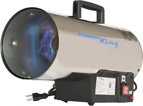 Flame King YSNAD018 Portable Propane Forced Air Heater – 60,000 BTU Outdoor Jobsite and Garage Heating System