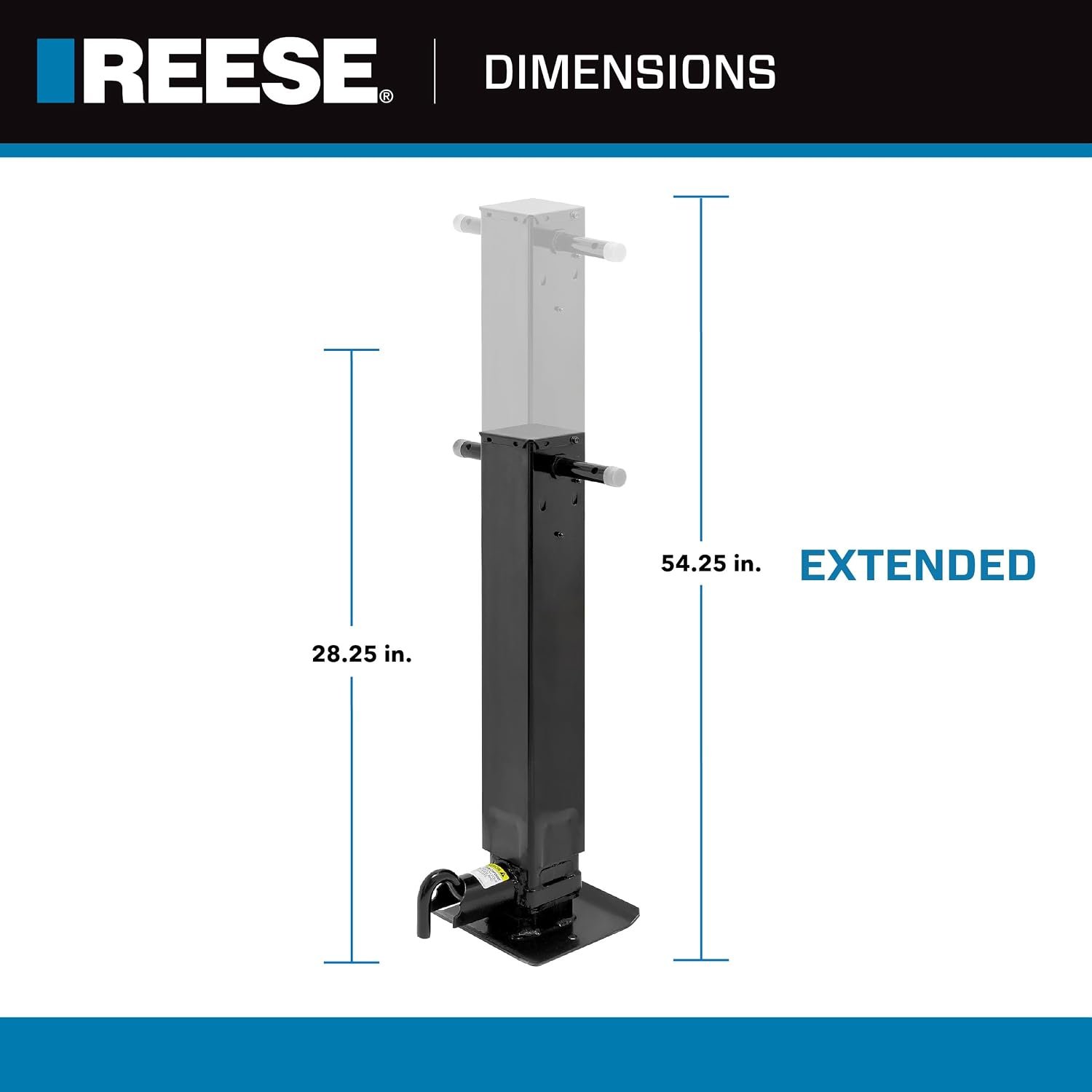 Pro Series Square Tube Weld-On Trailer Jack – 12000 lb Capacity, Sidewind Handle, Black Finish - Image 2