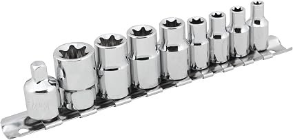 Performance Tool W1338 External Star Socket Set – E4 to E18 Torx Sockets with Chrome Vanadium Steel Construction