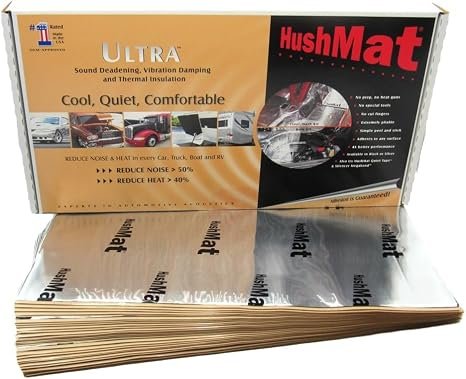 HushMat 10501 Bulk Kit Sound Deadening & Thermal Insulation – 30 Sheets 12 x 23 in – 58.1 Sq Ft Silver Foil Coverage