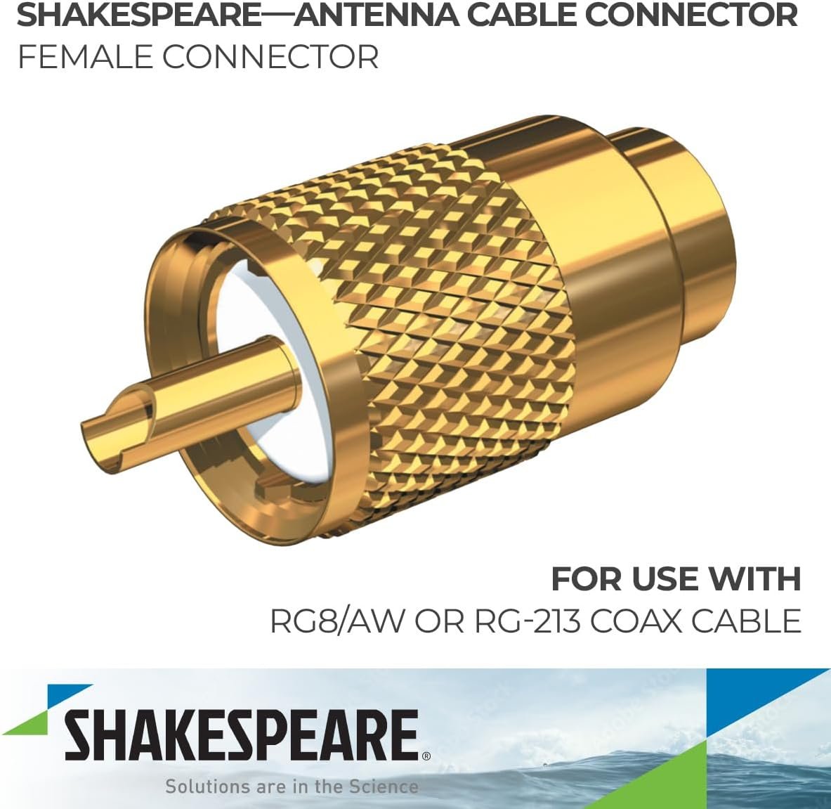 Shakespeare PL259G Gold-Plated PL-259 Connector – Solder-Type Brass RF Connector for RG-8/AU and RG-213 Marine Coax Cable - Image 2