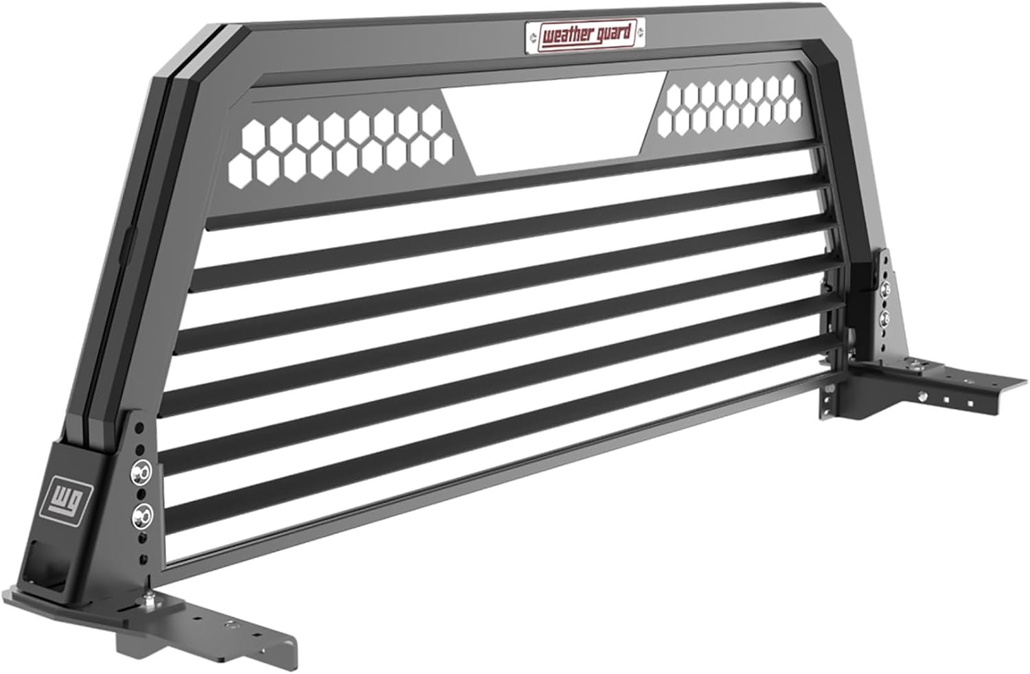 Weather Guard 119-0-01 Louvered Aluminum Headache Rack – Bright Aluminum Cab Protector – Full-Size Pickup Truck Fitment