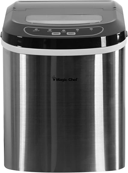 Magic Chef MCIM22ST Portable Ice Maker – 27 lb Daily Ice Production – Stainless Steel Countertop Design
