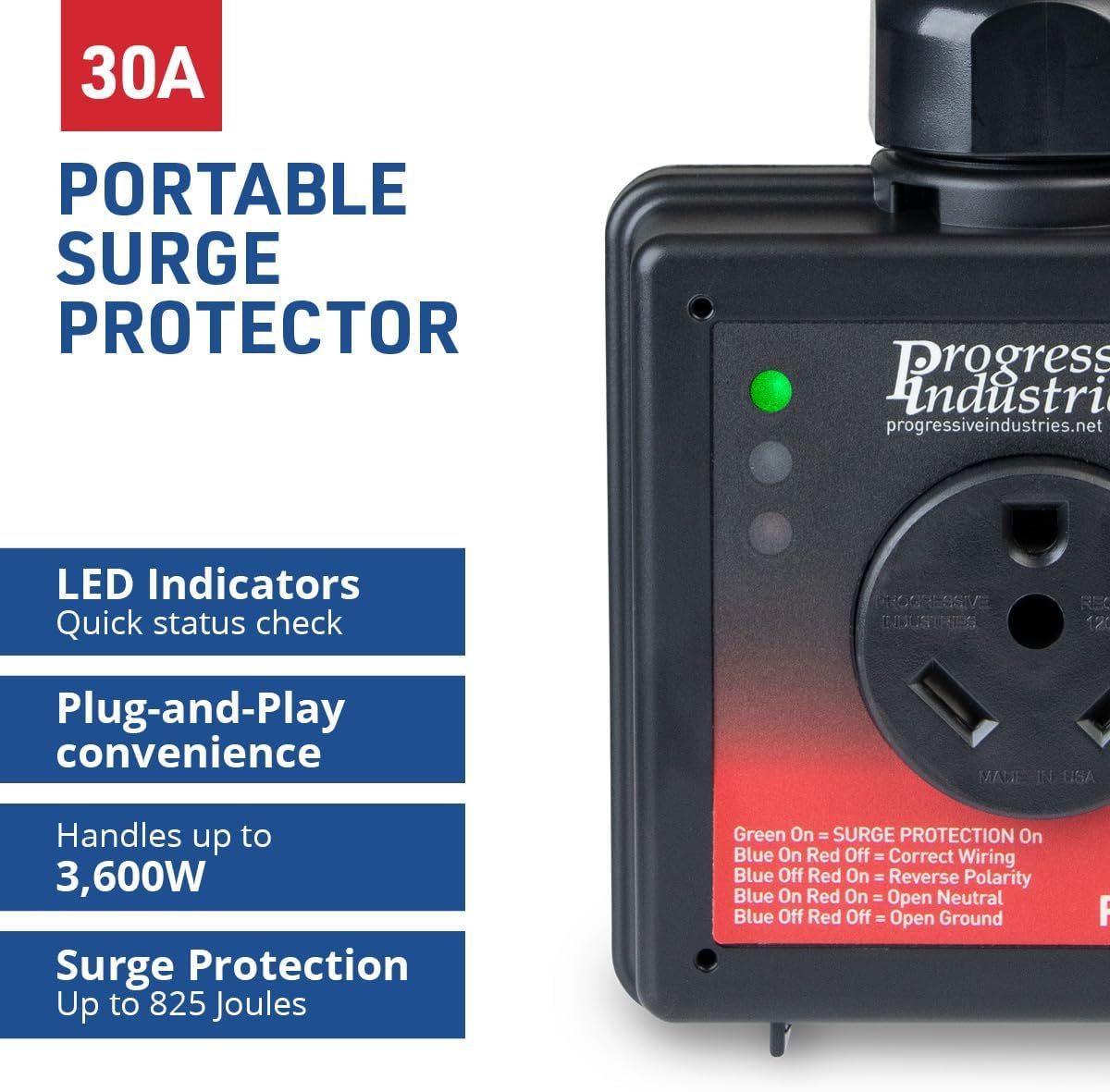 Progressive Industries SSP-30X Portable RV Surge Protector – 30 Amp Smart Electrical Protection Device - Image 2