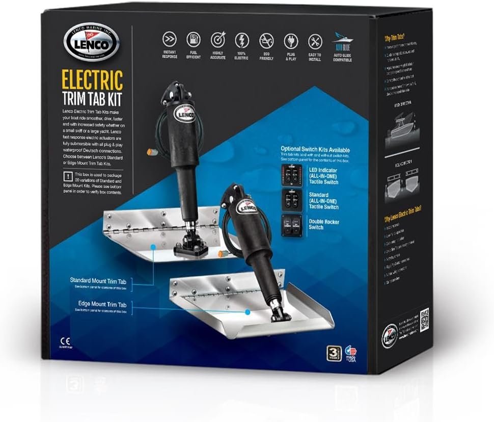 Lenco 15016101 Edge Mount Trim Tab Kit – 12 x 12 in Stainless Steel Blades, 12V Electric Actuators for Boats 22 to 28 ft - Image 6