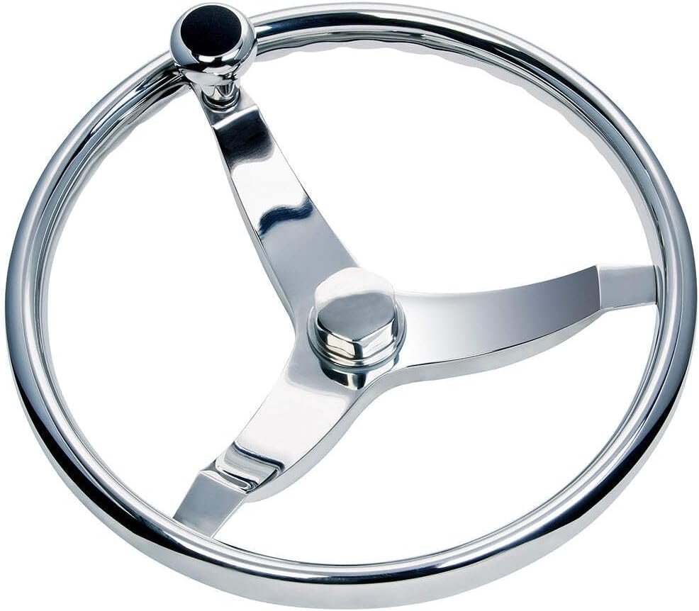 Schmitt & Ongaro 7141321FGK Vision FX Steering Wheel – 15.5in Marine Wheel with Steering Knob and Stainless Construction
