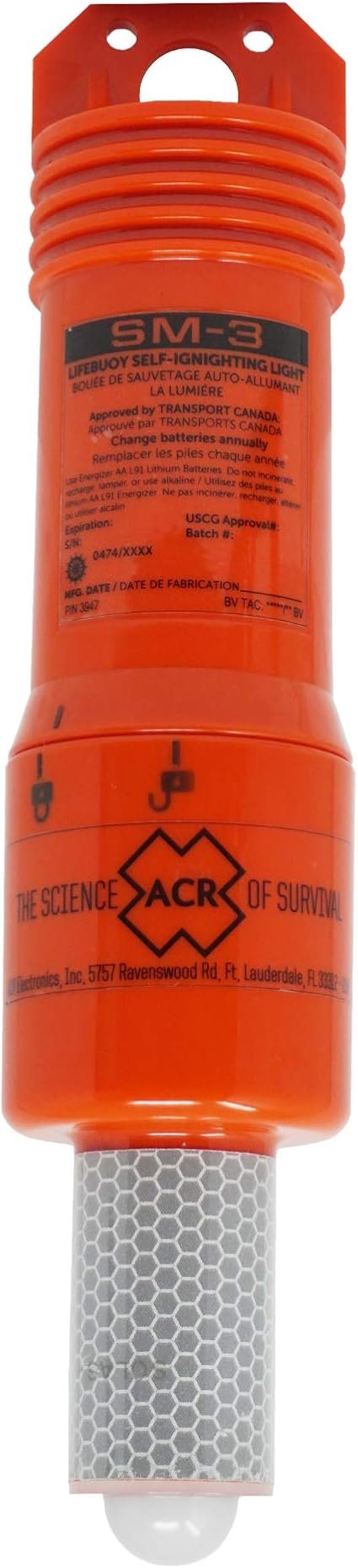 ACR Electronics SM-3 MOB Beacon 3947 – Automatic Man Overboard Beacon with LED Strobe Emergency Signaling