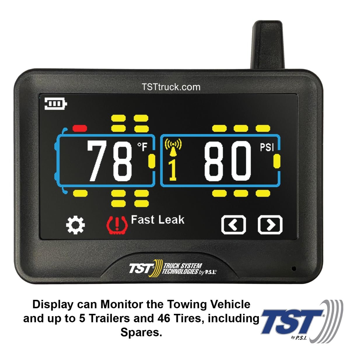Truck System Technologies TST770RV4T 770 Series RV TPMS – 5in Color Touchscreen Display with 4 Cap Sensors and Signal Repeater - Image 3