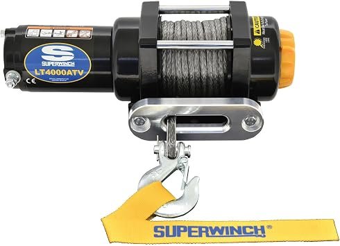 Superwinch 1140230 LT4000SR ATV Winch – 4,000 lb Capacity – 3/16 in x 50 ft Synthetic Rope – Aluminum Hawse Fairlead