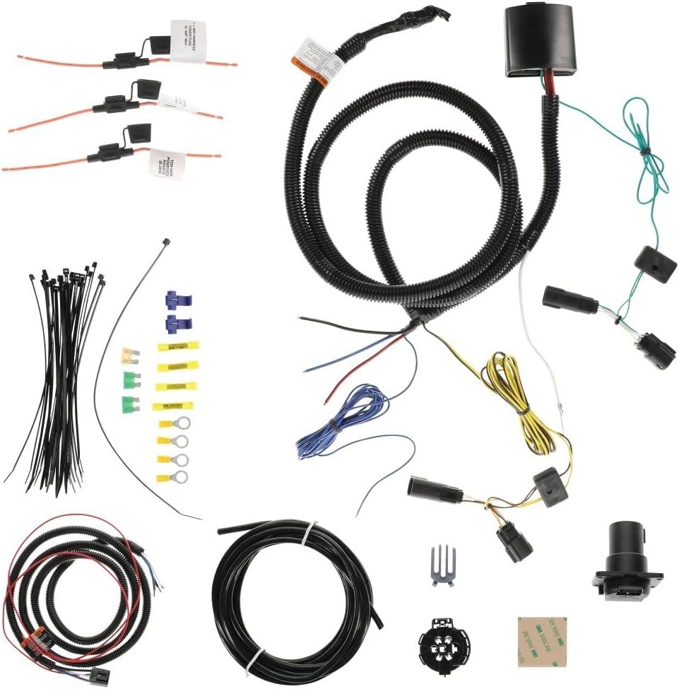 Tekonsha 22126 Tow Harness 7-Way Complete Kit – Jeep Wrangler Trailer Wiring Kit with 7-Blade Connector and Hardware