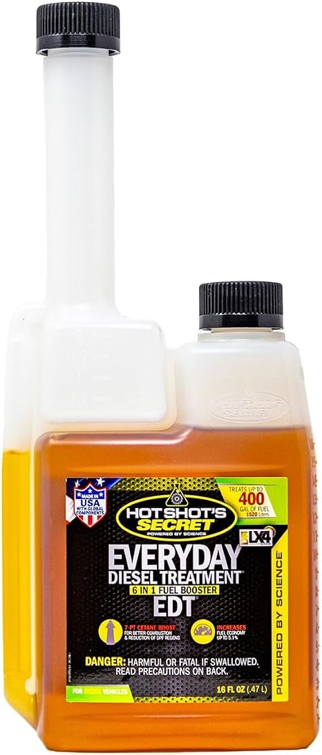 Hot Shot’s Secret HSSEDT16ZS Everyday Diesel Treatment – 16oz Squeeze Bottle Fuel Additive with Cetane and Lubricity Enhancement