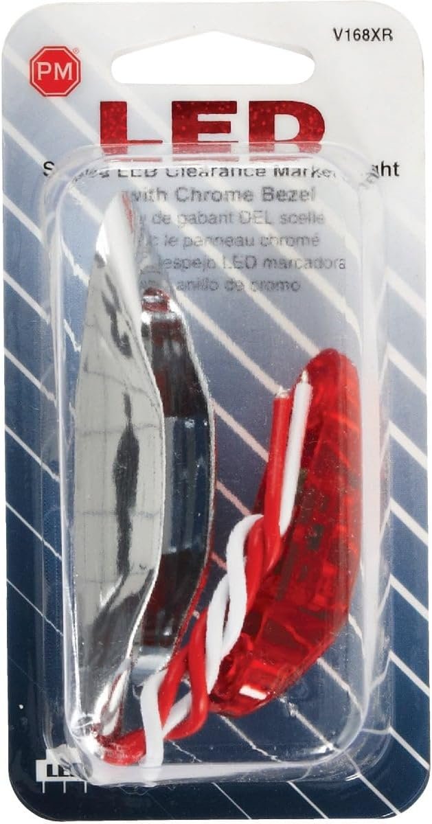 Peterson V168XR LED Clearance Light Kit – Red Oval Lens, Surface Mount, 9-16V Operation with Chrome Bezel - Image 2