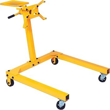 Perform Tool W41031 1250-Lb Engine Stand with Tray – 360° Rotating Head, 6 Locking Positions, 4-Wheel Steel Base