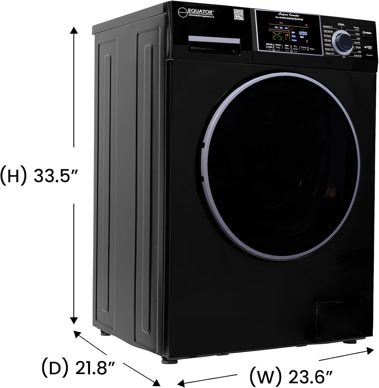 Pinnacle 4800VBLACK Vented Washer Dryer Combo – 13 lb Capacity Black Finish with Exterior Vent Drying System - Image 2