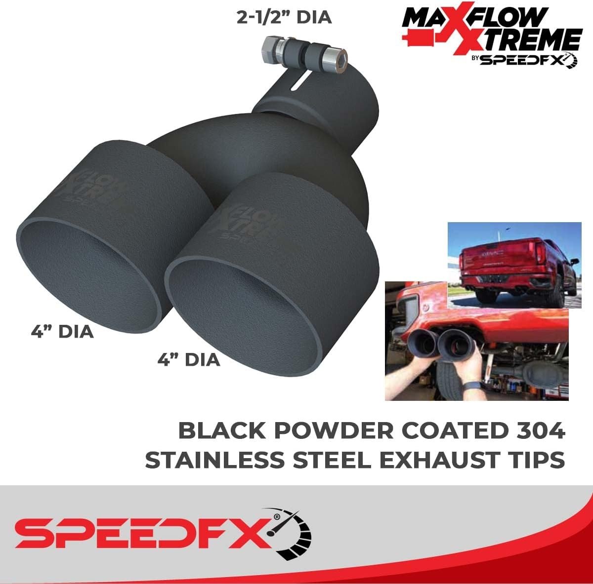 SpeedFX 50102 MaxFlow Xtreme Cat-Back Exhaust System – Silverado 1500 3.5in Inlet Dual 2.5in Rear Exit with 4in Tips - Image 3