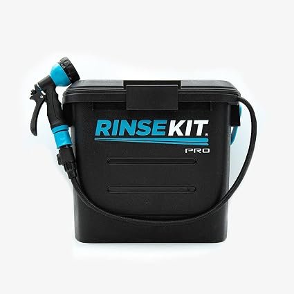RinseKit PRO Portable Shower – 3.5 Gallon Water Tank with Battery-Powered Pump and Hose for Camping & Beach Rinse Use
