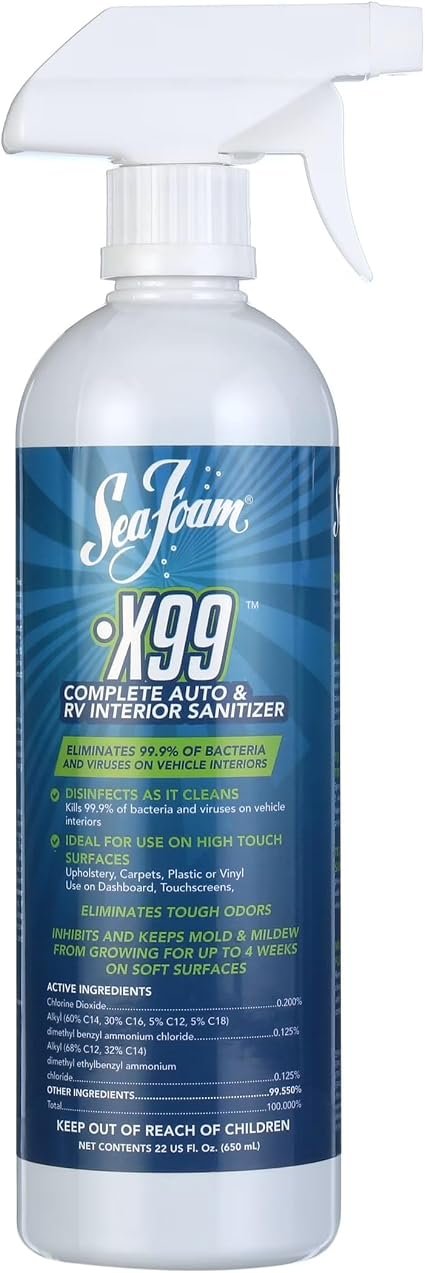 Sea Foam X99 Complete Auto & RV Interior Sanitizer – 22oz EPA-Registered Disinfectant and Odor Eliminator Spray