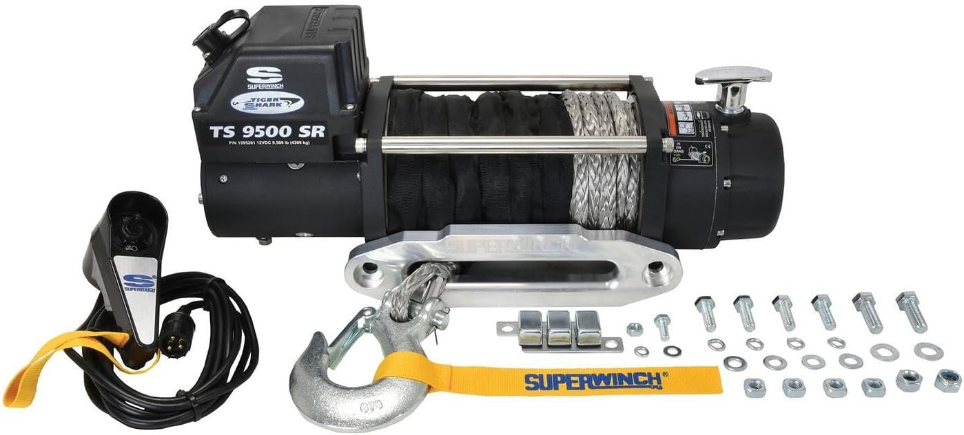 Superwinch 1595201 Tiger Shark 9500SR Winch – 9500 lb Capacity, 3/8 in x 80 ft Synthetic Rope, 5.2 HP Motor - Image 4