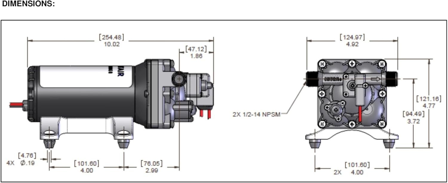 SHURFLO 4158 Series 12V DC Pump – 5.0 GPM Open Flow, 55 PSI Chemical-Resistant Demand Sprayer Pump - Image 5