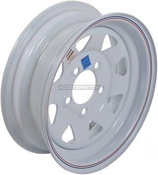 Americana 20232 13×4.5 White Spoke Trailer Wheel – 5-Lug 4.5in Bolt Pattern Steel Rim