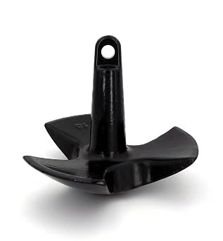 Greenfield 530EUPC River Anchor – 30 lb Black Vinyl-Coated Cast Iron River Anchor for Boats up to 30ft