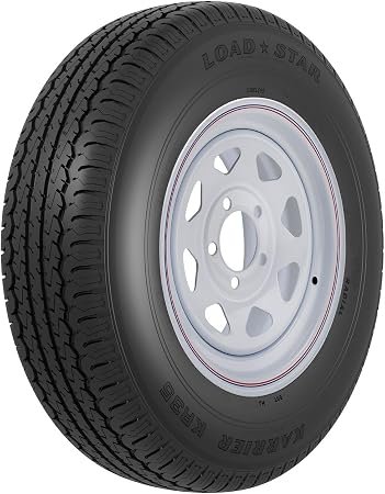 Americana 34899 ST235/80R16 Radial Trailer Tire and White Spoke Wheel – Load Range E with 8-Lug Steel Rim and Kenda Karrier KR35