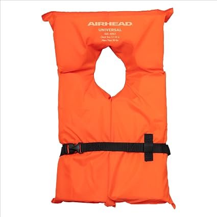 Airhead 1000015AOR Type II Keyhole Life Vest – Adult Offshore Flotation Device in High-Visibility Orange