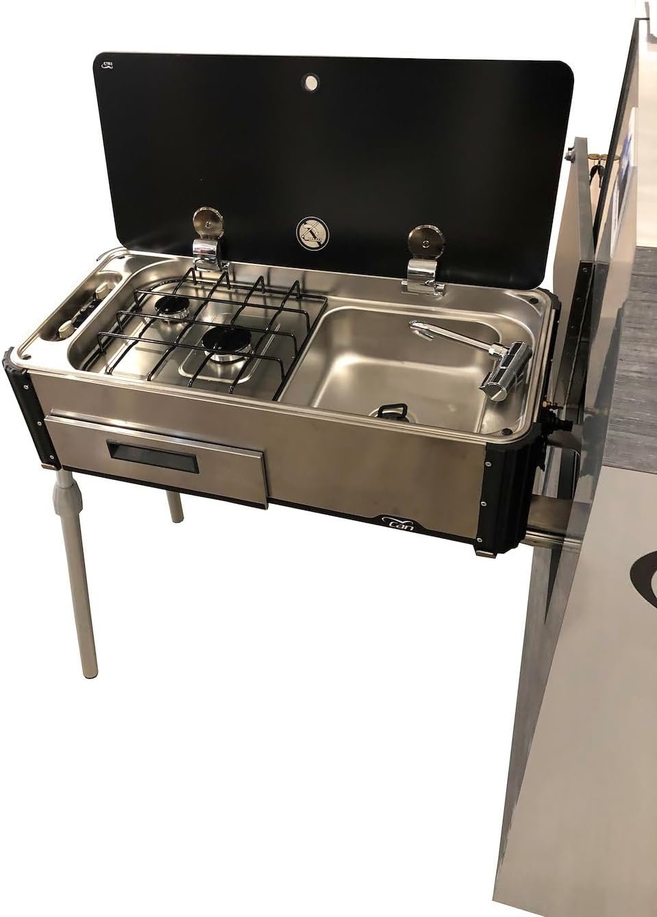 Suburban 3250AST Slide-Out Outdoor Kitchen – Stainless Steel RV Outdoor Cooking Center with Integrated Storage and LP Gas Cooking