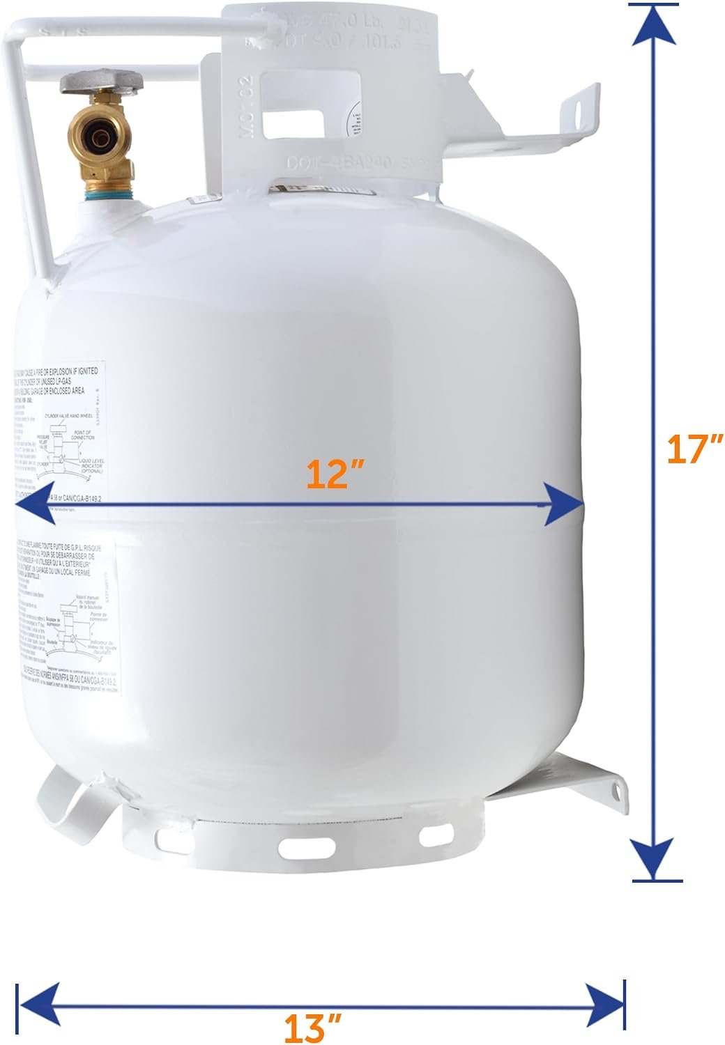 Flame King YSN201HZL 20 lb Horizontal Propane Tank – DOT Approved Steel LP Cylinder with OPD Valve - Image 3