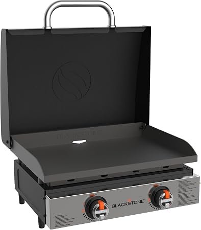 Blackstone 2205 Original 22in Omnivore Griddle – Stainless Front Panel with Dual Burners and Portable Propane Cooking Station