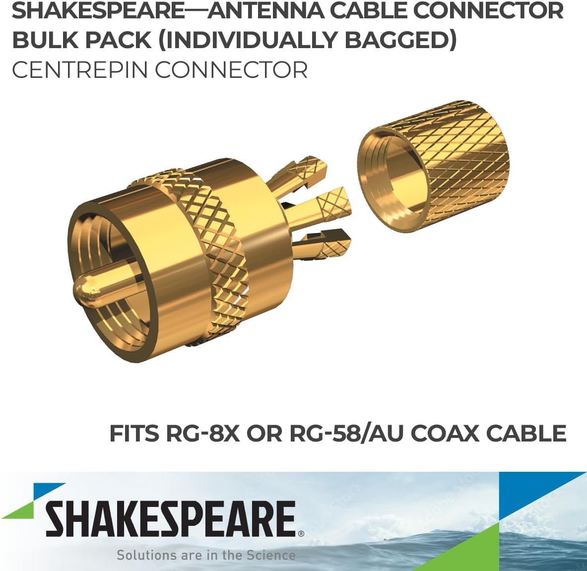Shakespeare PL259-CP-B-G Center Pin PL-259 Connector – Gold-Plated Marine RF Connector for Coaxial Cable Installations - Image 2
