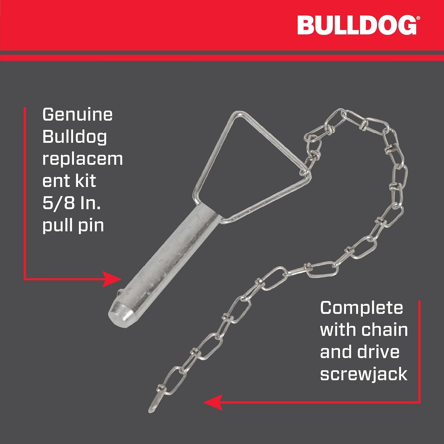 Bulldog 500231 Pull Pin Kit – 5/8 Inch Trailer Jack Replacement Pin with Retaining Hardware - Image 3