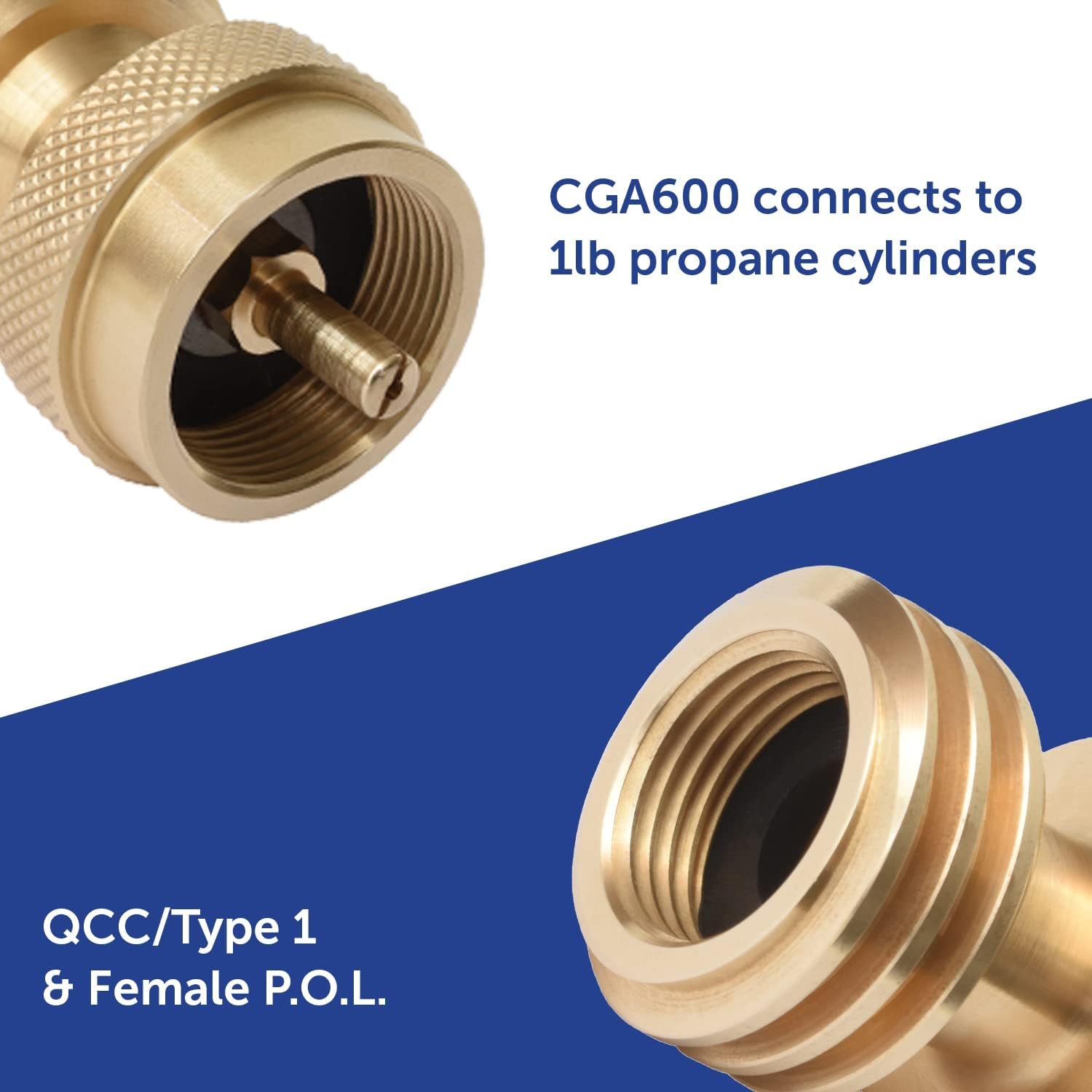 Flame King AB227 CGA600 to QCC Adapter – Propane Cylinder Conversion Adapter for Disposable Tank Connections - Image 2