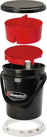 Shurhold 2464 5-Gallon Black Bucket Kit with Base – Marine Cleaning Bucket System with Storage and Stability Support