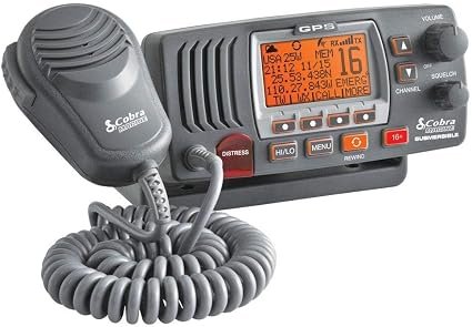 Cobra MRF77WGPS Fixed-Mount VHF Radio – Class-D DSC Marine Communication System with GPS and White Faceplate