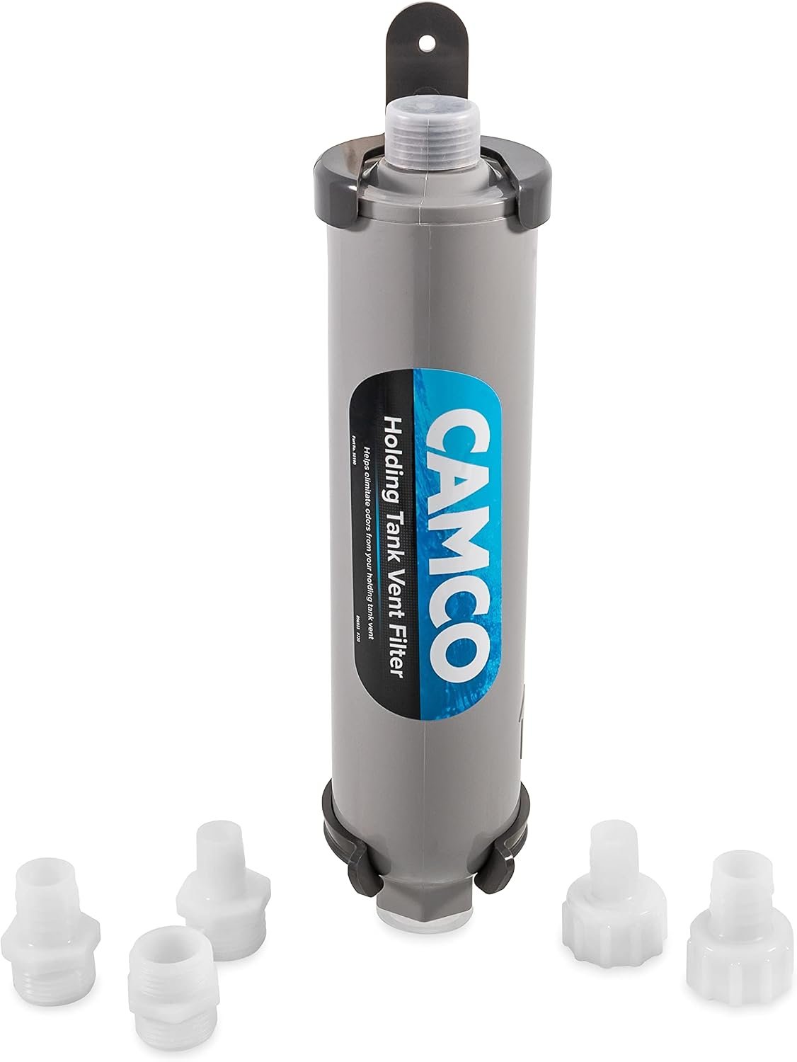 Camco Marine 50190 Holding Tank Vent Filter Kit – Activated Carbon Odor Control System with 3/4in and 5/8in Hose Fittings